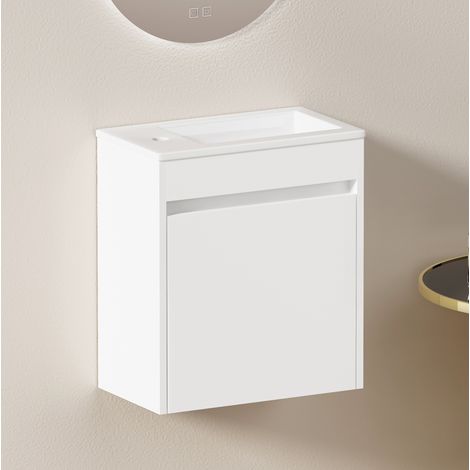 Meuble salle bain 46 cm porte fermeture douce OKMYHOME (1/5)