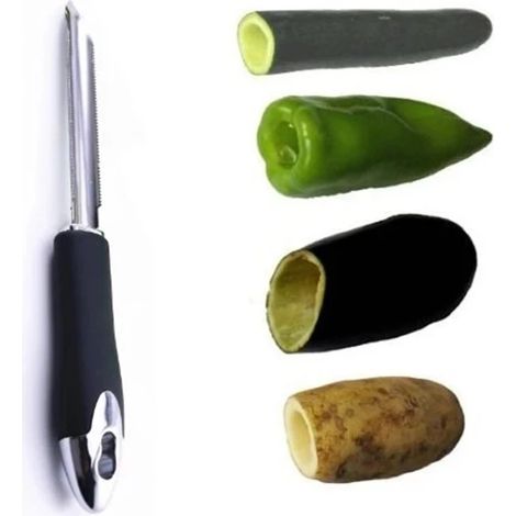 Neuer tragbarer Edelstahl-Zucchini-, Paprika- und Gurkenentkerner mit gezackter Kante, versandkostenfrei, 1 Stück