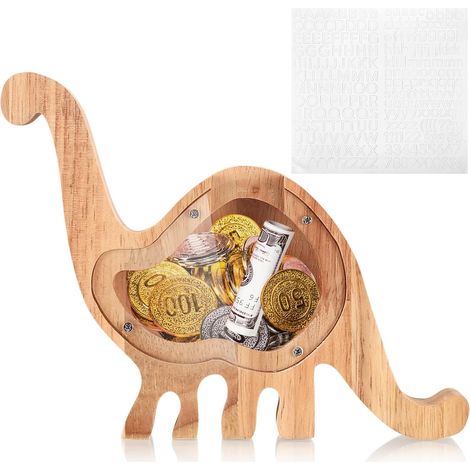 Tirelire en bois dinosaure en forme de cochon, tirelire pour enfants, tirelire mignonne, tirelire pour garçons, filles et adultes, décoration, jouet, cadeau