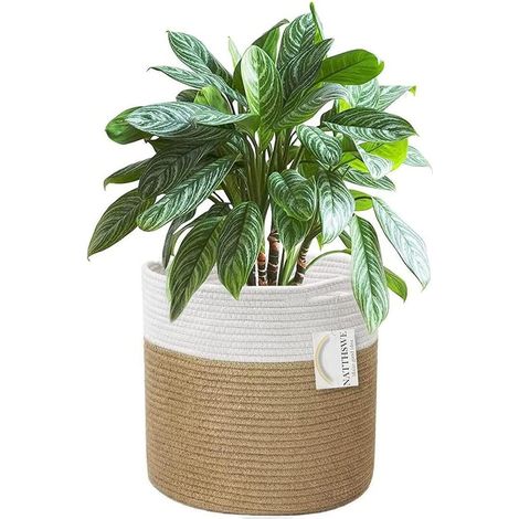 Jardinière d'intérieur tissée doublée pour pots de panier à linge pliable rangement la maison 18 cm (1/5)