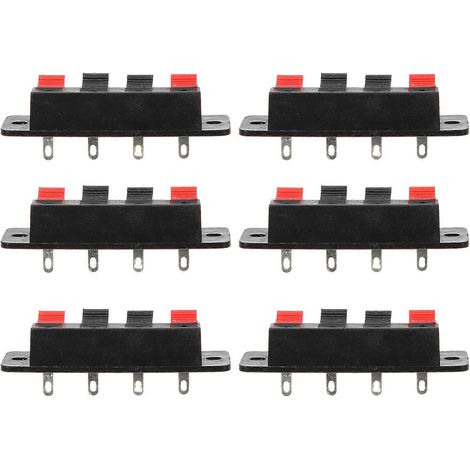 Lot de 6 connecteurs de bornes pour haut-parleurs stéréo, plaque de câblage et interrupteur.-6.5x2cm-Black (1/4)