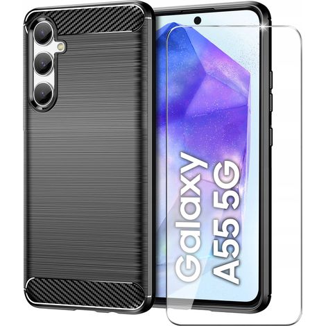 Coque pour Samsung Galaxy A35 5G en carbone renforcé + verre trempé (1/5)