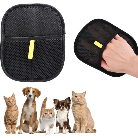 1 Pièce - Gant Brosse Chat - Gant De Toilettage - Double Face Pour Chien Et Lapin - Nettoyage Poils Et Vêtements - Noir (1/5)