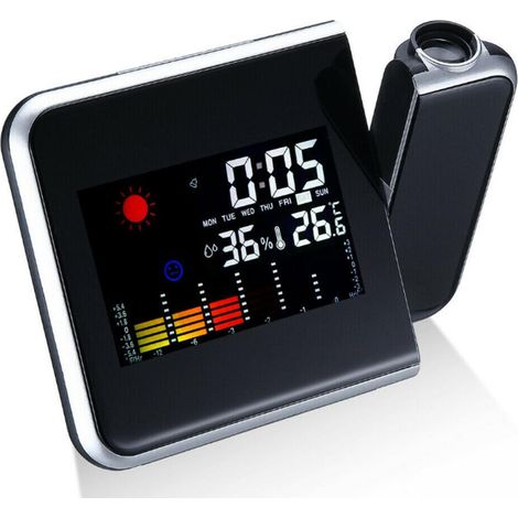Réveil LCD radio-piloté, réveil LED radio-piloté avec fonction snooze et projection (1/5)