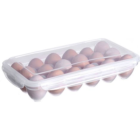 Conteneur à œufs à 18 fentes, support transparent, résistant aux chocs, résistant aux chocs, Design minimaliste moderne, organisateur de rangement pour réfrigérateur (1/5)