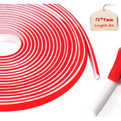 Moulure Décorative Flexible Autocollante, Adhésif Bandes de Calfeutrage pour Moulure Plafond, Pour plafond, passage mural, sol, fenêtre, bords de mur (8M,12x9mm,Blanc) (1/5)