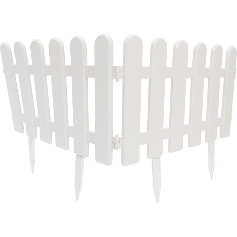 Weißer Kunststoff Gartenzaun Wetterfeste Gartendeko mit 4