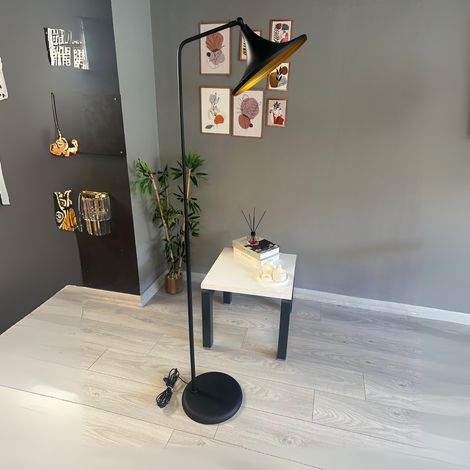 Lampadaire Zanor Métal Moderne E27 Largeur 37 cm Abat-jour Réglable Tablette Variateur (1/5)