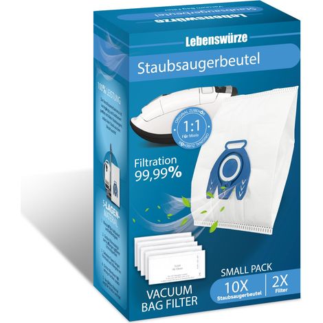 Lot de 10 sacs compatibles avec aspirateur Complete C3/Complete C2/Classic C1/S2/S4/S5/S6/S8 GN, avec 2 sacs de protection du moteur et 2 filtres d'évacuation (1/5)