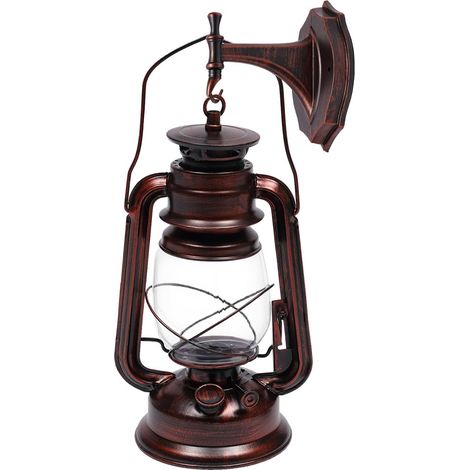 HAUTOUR Applique Murale Lanterne Vintage, Lampe Murale Intérieur Rétro Bronze Rouge Métal E27, Éclairage Décoratif Style Industriel pour extérieur Salon Chambre Bar Couloir, 18x28cm (1/5)