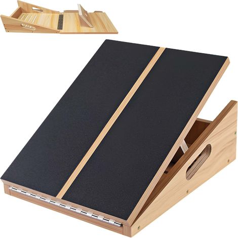 Relaxdays Schrägbrett, 5-fach verstellbar, rutschfest, 150 kg, MDF, Wadendehner, Kniebeugen Hilfe, Neigungsbrett, natur (1/5)