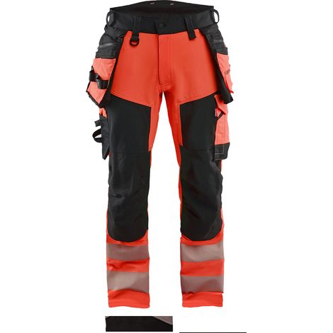 Pantalón de trabajo de alta visibilidad elástico 4D 1122 - Rojo/Negro S - FR(40) - SE(C46) - Normas
