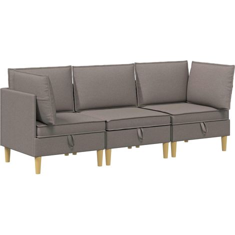 Modular Sofa Set mit Stauraum 3 pcs Taupe Stoff vidaXL