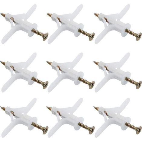50 Chevilles pour Plaque de Plâtre Ensembles Plastique Tuyau D'expansion Avion Auto Foreuse d'extension Tube Chevilles Utilisé pour la Plupart des Murs Légers Plaques de Plâtre