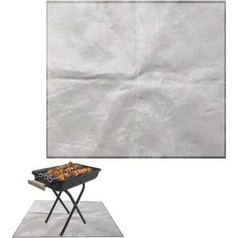 Tapis de protection pour barbecue et foyer extérieur60 x 80 cm, gris, ignifuge, résistant à la chaleur et imperméable (1/4)