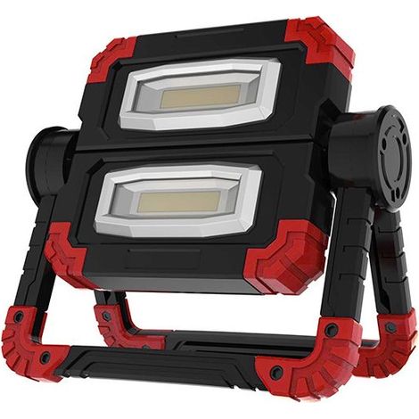 Faro LED ricaricabile, lampada da lavoro con 2 fari COB, 3 modalità, power bank da 20 W 5000 mAh, lampada da lavoro LED pieghevole con rotazione a 360° per campeggio e riparazioni (rosso) (1/2)