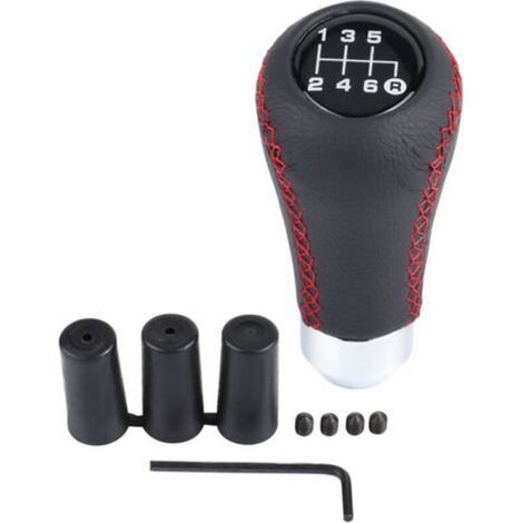 Pommeau de levier de vitesse universel pour voiture, 6 rapports, en polyuréthane, avec 3 flexibles, rouge. (1/5)