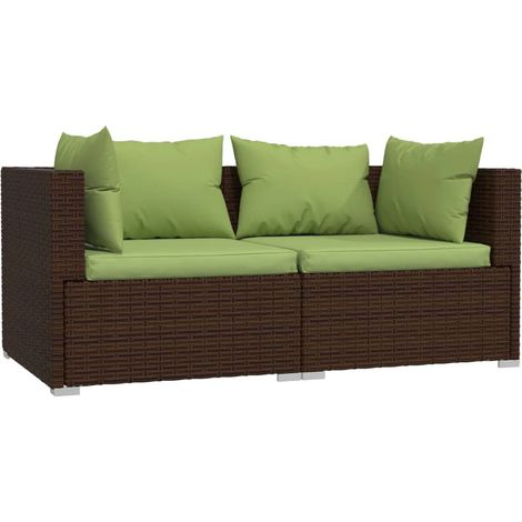 Maison Exclusive - 2-Sitzer-Sofa mit Kissen Braun Poly Rattan