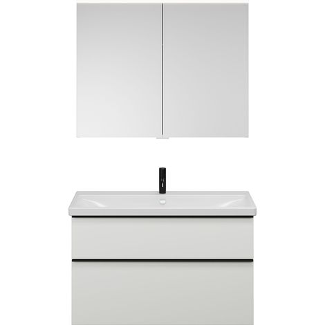 burgbad Eqio Set, compuesto por armario con espejo, lavabo de