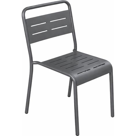 Conjunto de 4 sillas de jardín apilables gris oscuro BERGAME