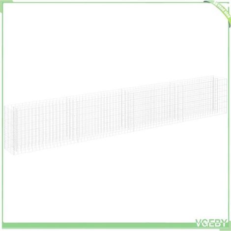 Lit surélevé à gabion - FAFEICY - Mod. 145642 - Acier galvanisé - 360x30x60 cm - Argenté (1/5)