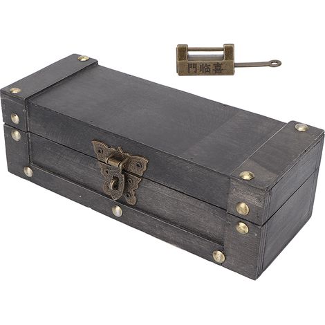 Coffret Rétro Vintage en Bois pour Bijoux et Colliers, Boîte de Rangement Ancienne, Accessoire Photo Décoratif, Écrin en Bois Massif, 1 Pièce (1/5)