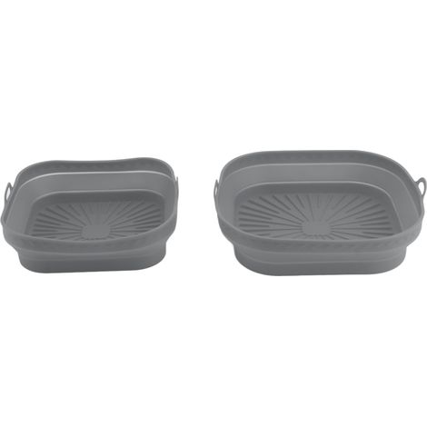 Lot de 2 tapis de cuisson en silicone réutilisables et pliables, carrés, pour la cuisson de gâteaux, pain et viande (gris). (1/5)