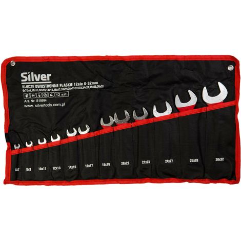 SILVER KLUCZE PŁASKIE DWUSTRONNE 12szt.  6-32mm