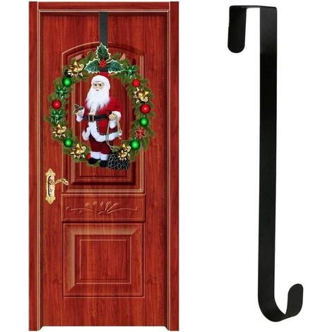 (noir) Crochet de suspension en métal de qualité supérieure pour couronne, 38,1 cm, pour décoration de Noël, grand format (1/4)