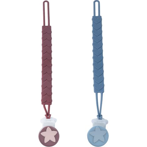 Attache-tétine en silicone monobloc, lot de 2 attaches-tétines souples et texturées pour bébé garçon et fille