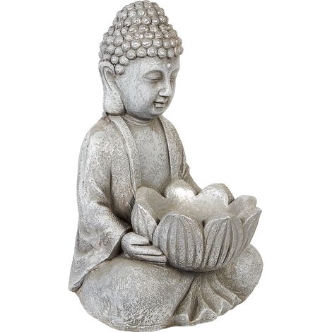 Figura decorativa MgO Buda decoración de jardín interior exterior gris Montcel