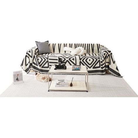 Ecksofabezug, 2-Sitzer-Sofabezug, Chenille-Sofabezug, Ecksofaschutz mit dekorativen Quasten, Anti-Falten, Boho Nior, 180 x 260 cm