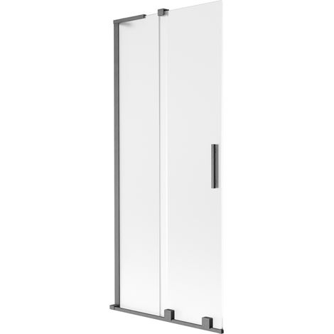 Mexen Velar L paroi de baignoire 2 panneaux coulissants 80 x 150 cm, dépoli, gris canon brossé - 896-080-003-31-66 (1/2)