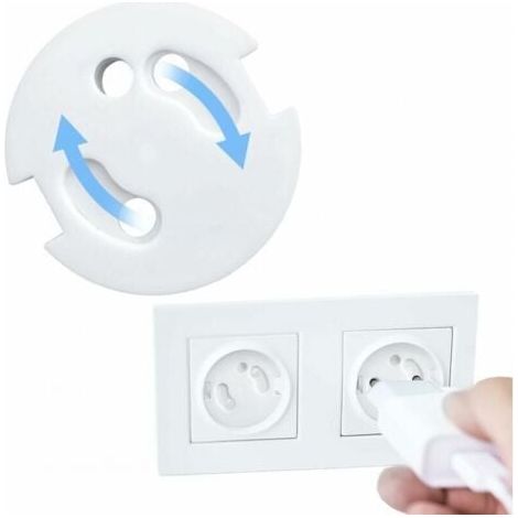 10Pcs Cache Prise Bébé Français-Protection Prises Bebe-Caches Prises Electrique-Sécurité Enfant-Mécanisme Tournant (1/3)