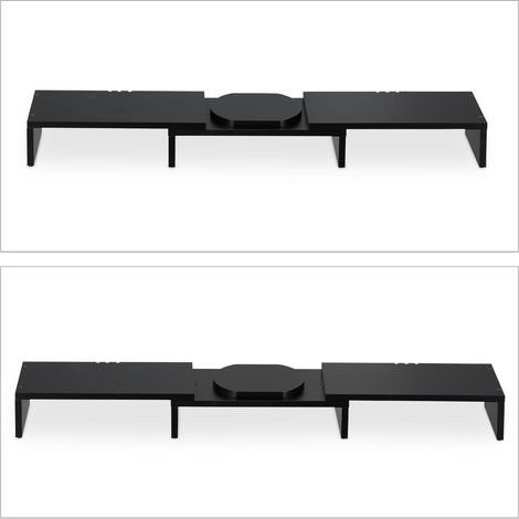 Soporte para 2 monitores ajustable ergonómico escritorio 80 x 25 x 10 cm de madera negra 130011719 (1/5)