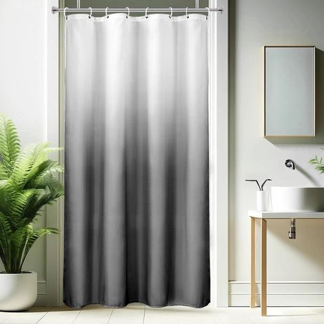 Duschvorhang 120x200cm Grau Textil Farbverlauf Wasserdicht Waschbar mit 8 Ringen (1/5)