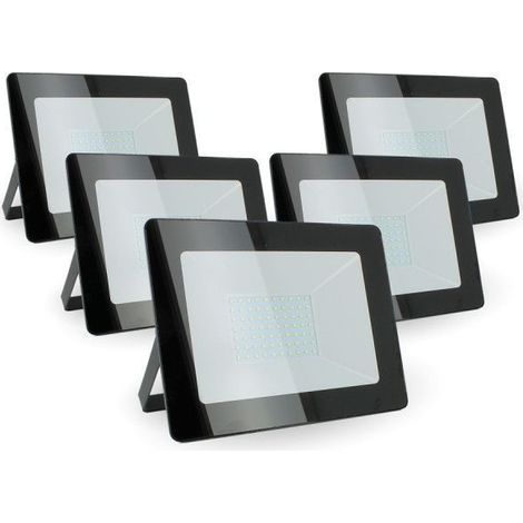 Arum Lighting – Lot de 5 projecteurs LED 100W – 9000 lumens – IP65 pour extérieur – Température de couleur blanc chaud 3000K – Angle 120° (1/8)