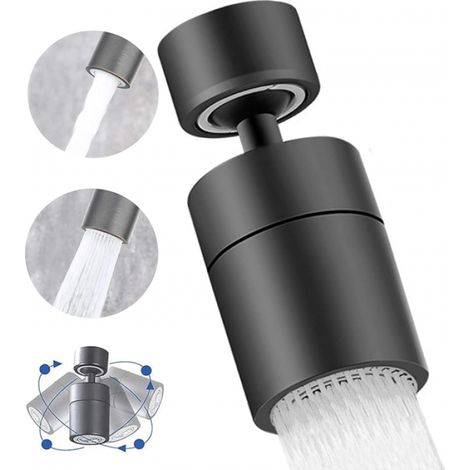 Aérateur de Robinet Noir, 360°   2 Modes d'Économie d'Eau, Pour Cuisine et Salle de Bain
