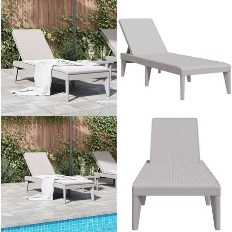Chaise longue gris 186x60x29 cm PP - Chaises Longues - Transats - Bains De Soleil - Mobilier De Jardin - Chaises Extérieures - Home & Living (1/5)
