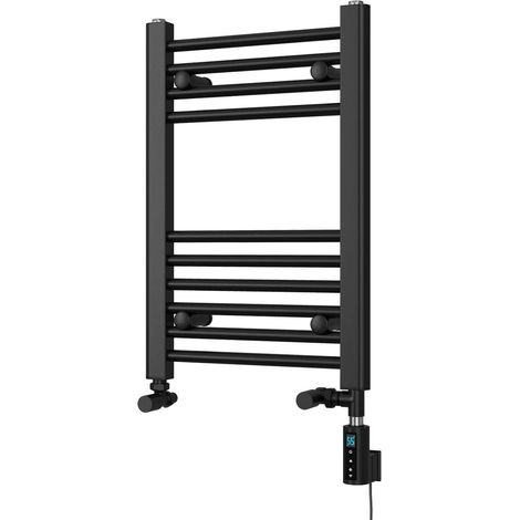 Zennor - Black Dual Fuel Towel Rail H600mm x W400mm Thermostatic WIFI - Straight (1/3)