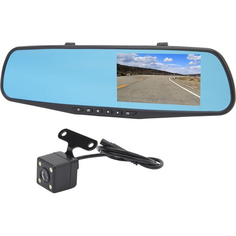 Rétroviseur caméra 4,3 pouces Full HD 1080P double objectif anti-éblouissement stationnement moniteur rétroviseur intelligent avec carte mémoire 64Go (1/5)