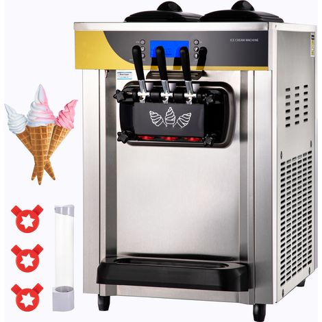VEVOR Gelatiera da Banco da 2200W, Macchina per Gelato Soft da 22-30 L/ora, Gelatiera Commerciale a 3 Gusti con Accessori Completi, Utilizzo per Gelato Soft