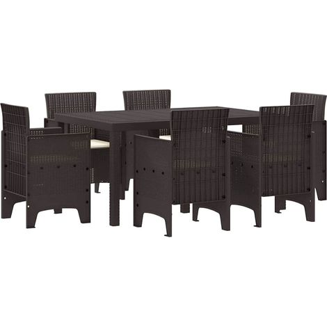 Ensemble de salle à manger pour jardin 7 pcs,Salon de jardin Marron Rattan Polt CFW10342 (1/5)