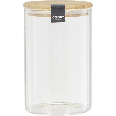 Bocal en Verre - COOK CONCEPT - Transparent - Bouchon en Bois - 1,5L (1/4)
