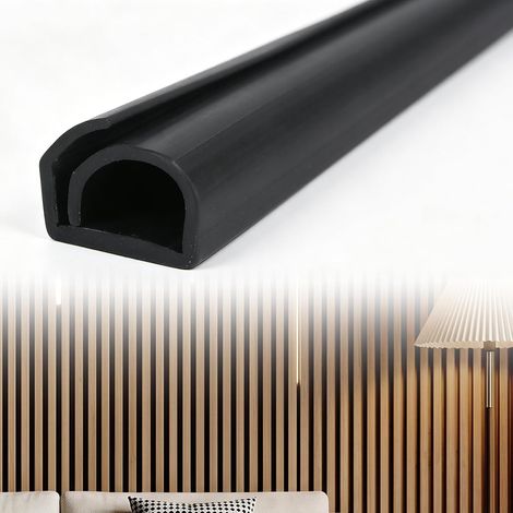 Goulotte de câble pour panneaux acoustiques - 12 mm de large - Semi-circulaire - Cache de câble flexible - Noir - Chemin de câble autocollant - Changement de câbles sans démontage - Accessoires pour (1/5)
