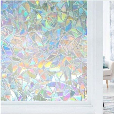Rainbow Effect Electrostatic Window Film, Decorative Privacy Window Film, 3D Anti-UV Window Film, Ideal for Bedroom, Office, Kitchen, Home, 60x200CM (1/4)