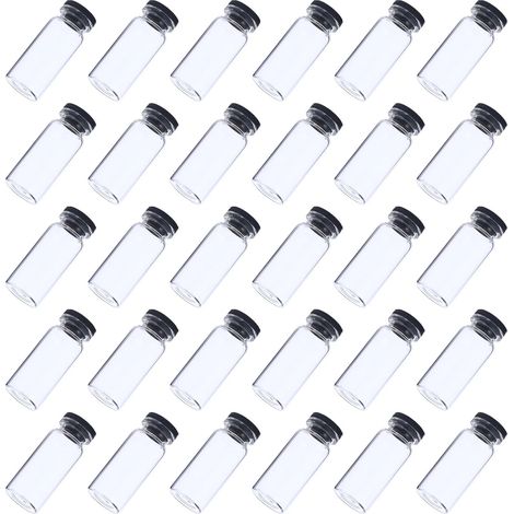 Lot de 30 Flacons en Verre Transparent 10 Ml avec Bouchons, Fond Plat, Haute Étanchéité, pour Conserver Échantillons et Mélanges (1/5)