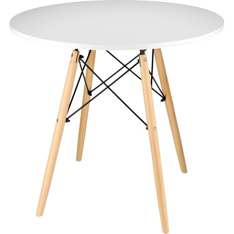Moderner skandinavischer weißer runder Tisch für Wohnzimmer, Esszimmer und Küche