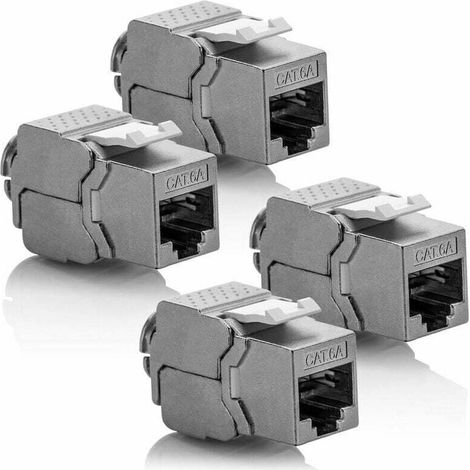 KZQ 4x Module Keystone CAT 6a Jack - Blindé STP Connecteur RJ45 Installation Snap-In Montage Cable Brut CAT 500Mhz 10GBit/s (1/4)