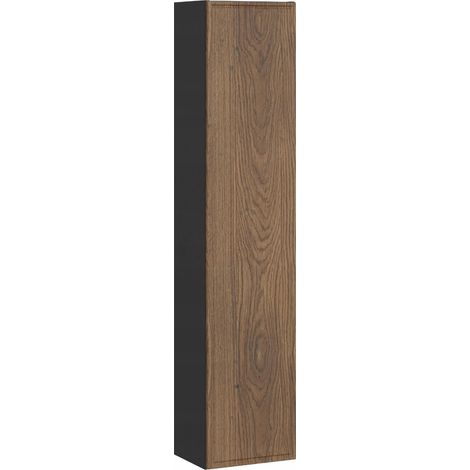 Meuble colonne de salle de bain suspendu TALIA CASELLA noir et chêne 30 x 140 cm